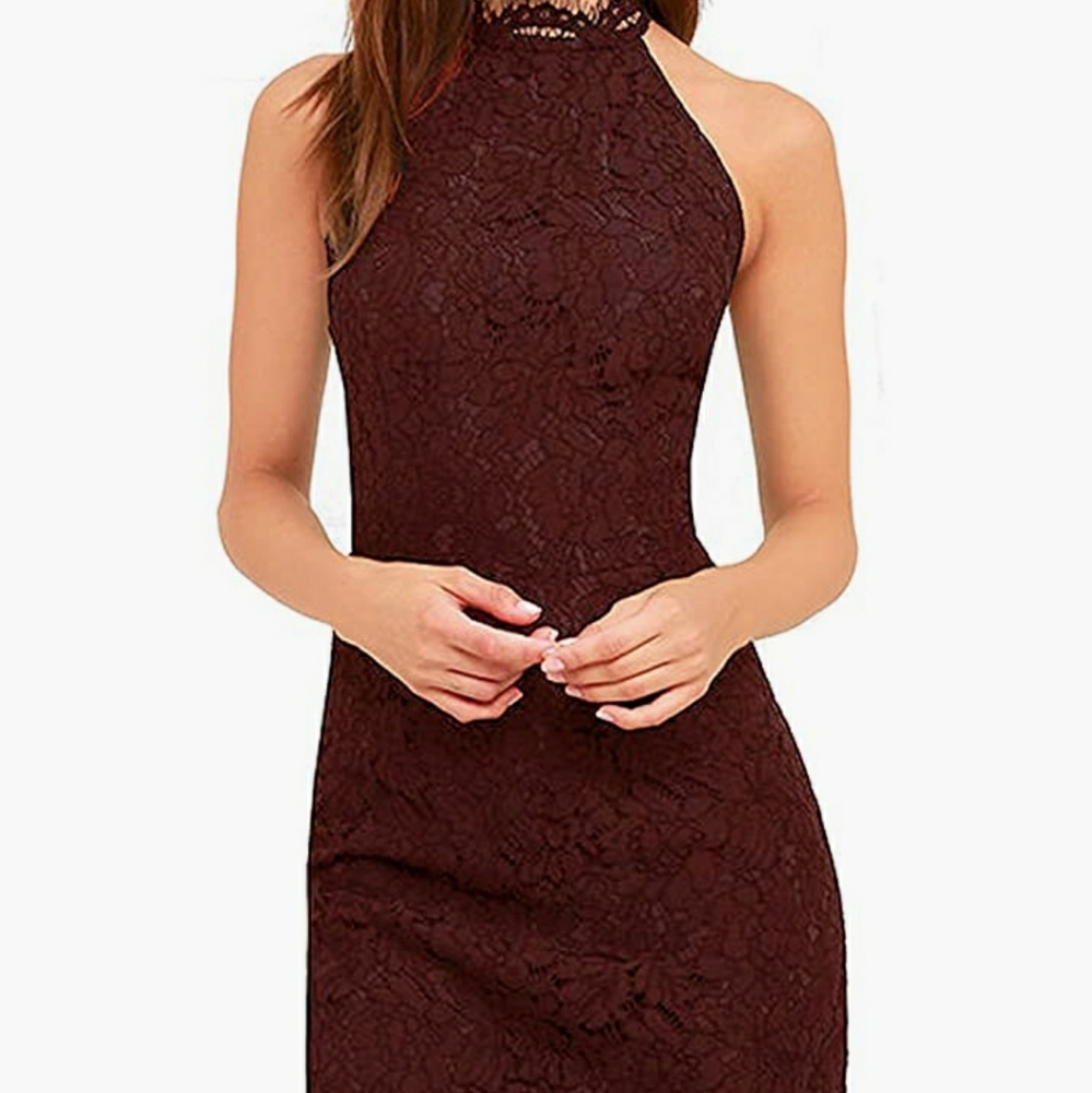 Wine Red Strapless Lace Cocktail Dress Size 4